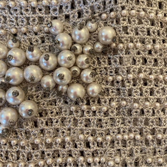 ZARA Limited Edition Gray Pearl Rhinestone Embellished Knit Top - Picture 3 of 13